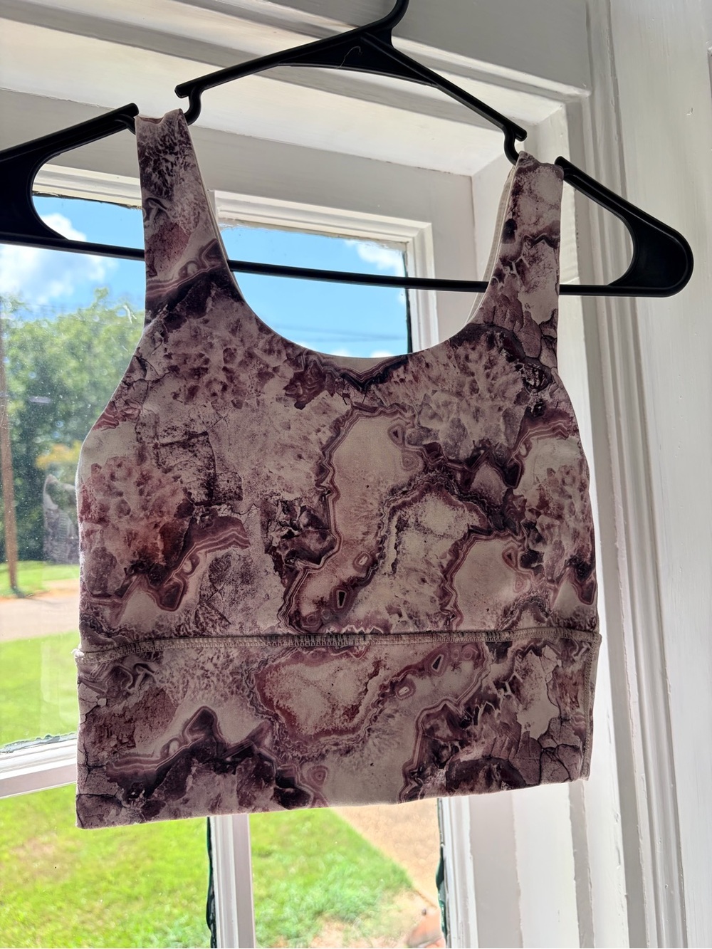 DYI Marble-print Racerback Crop Bra - Pink/Purple